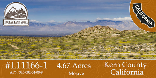 #L11166-1 4.67 Acres near Mojave, Kern County, CA $18,999.00 ($217.17/Month)