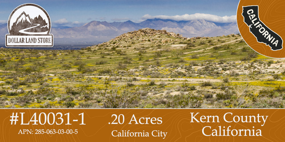 #L40031-1 .20 Acre Residential lot in California City, Kern County, CA $5,999.00 ($99.28/Month)