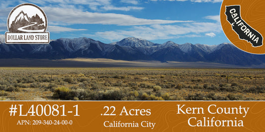 #L40081-1 .22 Acre Residential lot in California City, Kern County, CA $8,999.00 ($122.10/Month)