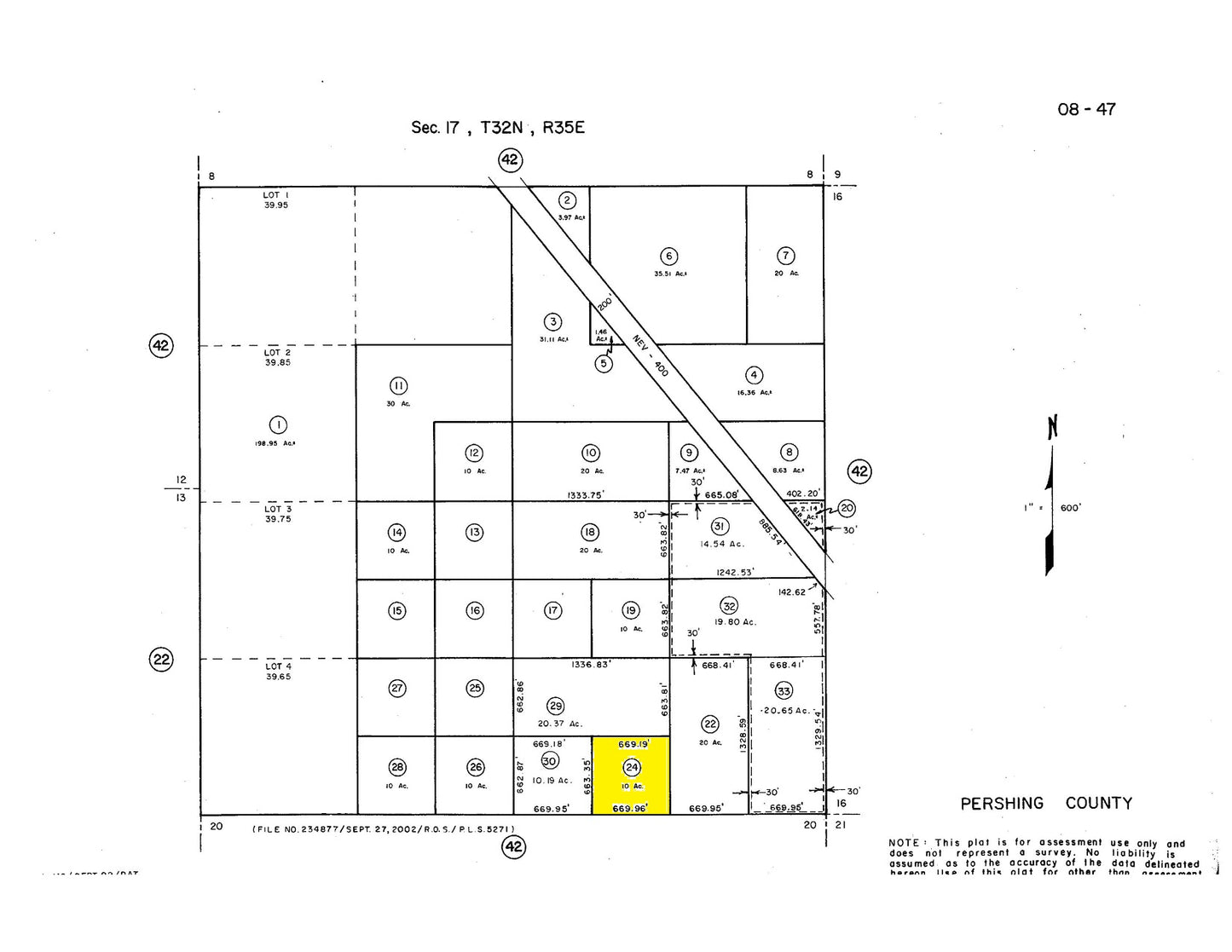 #L40058-1 10 Acres in Pershing County, Nevada $16,999.00 ($230.10/Month)