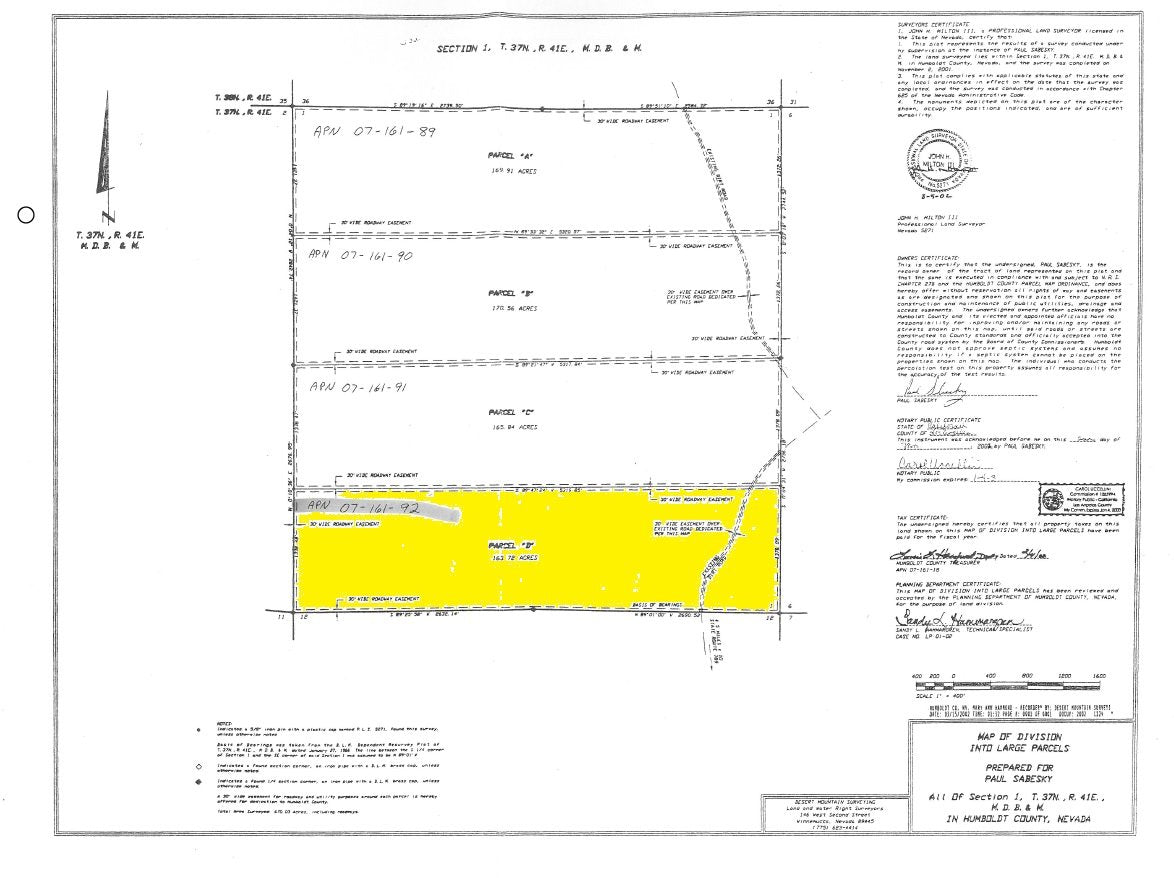 #L00195-1 163 Acres in Humboldt County, Nevada   $69,000.00 ($555.03/Month)