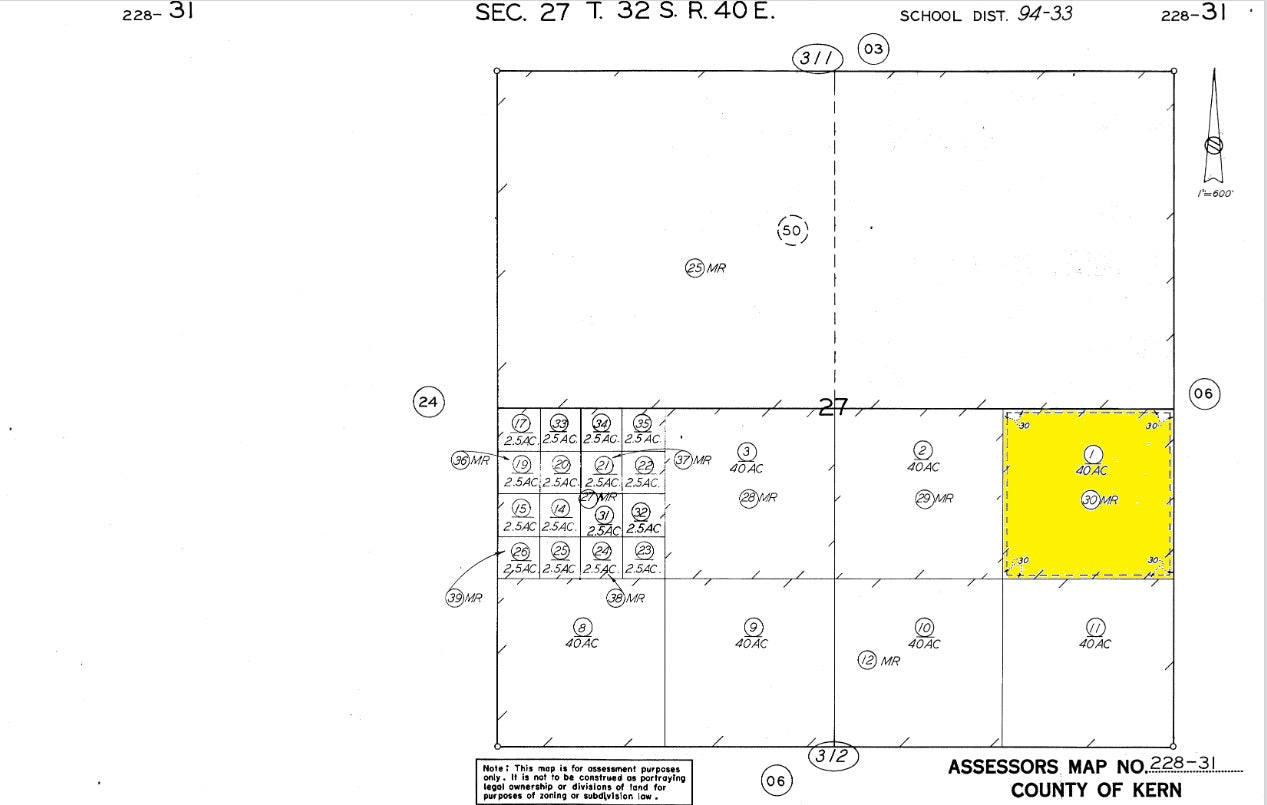 #L200196-1 40 Acres in Kern County, CA $34,999.00 ($379.50/Month)