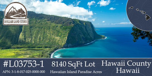 #L03753-1 Lot in Hawaiian Island Paradise Acres, Kona St. HI, $11,499.00 ($148.23/Month)