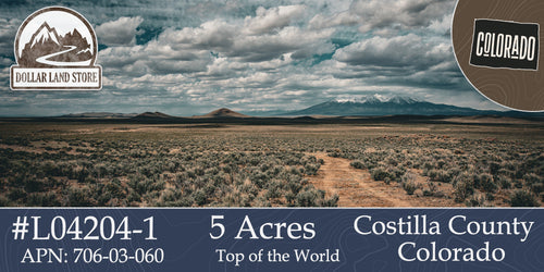 #L04204-1 5 Rural Acres in the Top of the World Subdivision in Southern Colorado $9,995.00 ($124.62/Month)