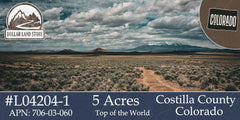 #L04204-1 5 Rural Acres in the Top of the World Subdivision in Southern Colorado $9,995.00 ($116.32/Month)