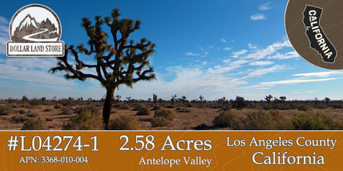 #L04274-1 2.58 Acres in Los Angeles County CA $12,999.00  ($160.07/Month)