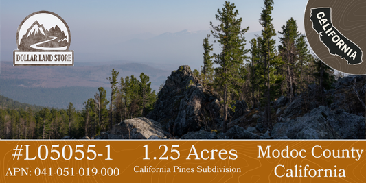 #L05055-1 1.25 Acres in California Pines, Modoc CA $5,899.00 ($80.38/Month)