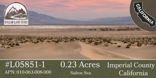 #L05851-1 .23 Acre Lot in Salton City, Imperial County California $10,995.00 ($133.13/Month)