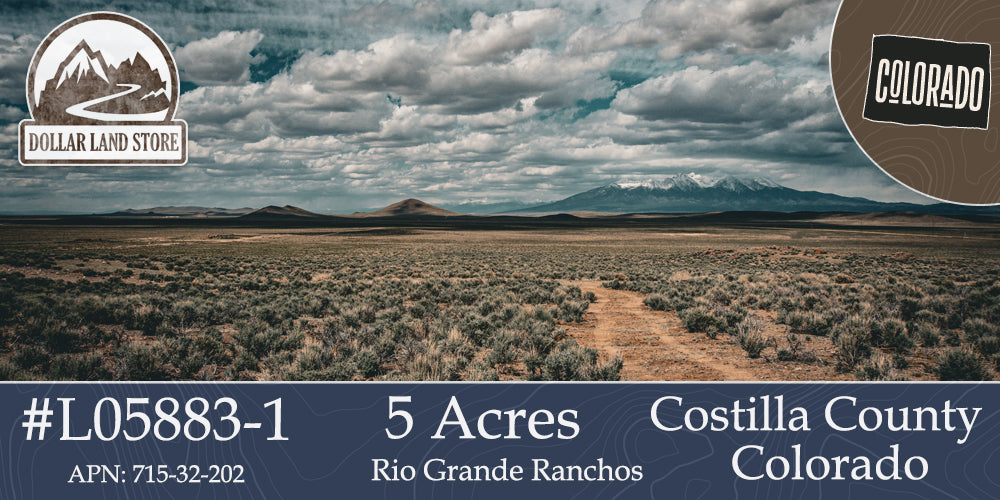 #L05883-1 5 Acres in Rio Grande Ranches Costilla, Colorado $9,995.00 ($135.69/Month)