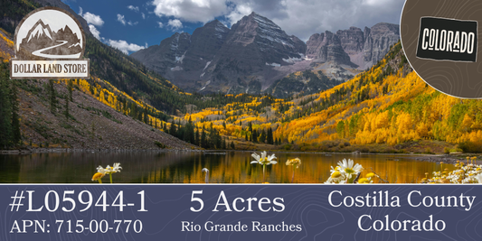 #L05944-1 5 Acres in Rio Grande Ranches Costilla, Colorado $5,995.00 ($81.94/Month)