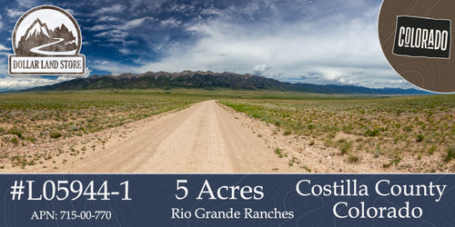 5 acre vacant land for sale in Rio Grande Ranches Costilla County Colorado
