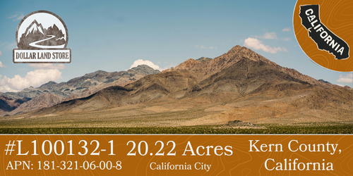 #L100132-1 20.22 Acres in Kern County, CA $64,499.00 ($682.73/Month)