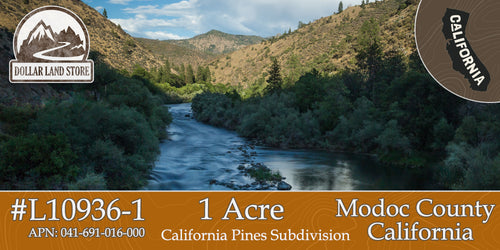 #L10936-1 1 Acre in California Pines, Modoc CA $6,299.00 ($108.60/Month)