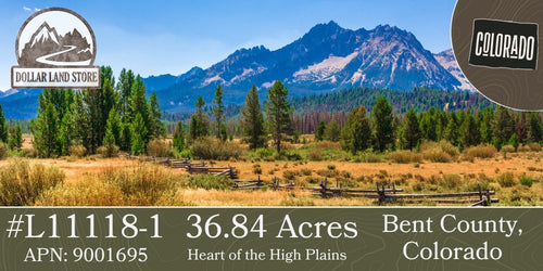#L11118-1 Colorado Land Investment – 38.64-Acre Parcel in Bent County Near Arkansas River Valley $28,999.00 ($308.95/ Month)