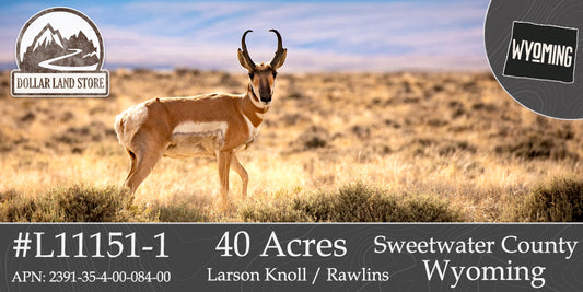 #L11151-1 40 Rural Acres in Sweetwater County, WY $14,999.00 ($194.22/Month)
