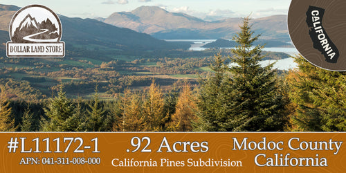 #L11172-1 0.95 Acres in California Pines, Modoc County, CA $6,299.00 ($110.52/Month)