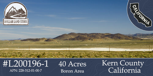 #L200196-1 40 Acres in Kern County, CA $34,999.00 ($378.93/Month)