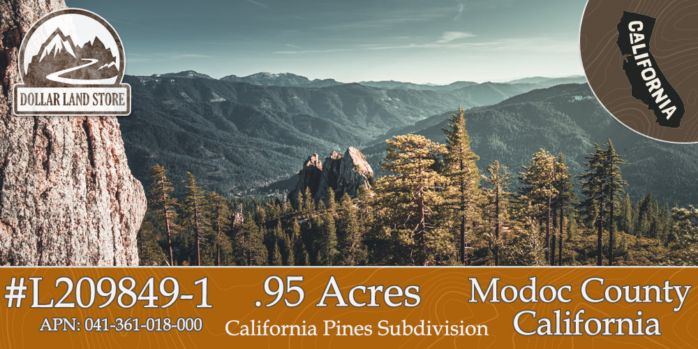 #L209849-1 .95 Acre Parcel in California Pines Modoc County, California $8,299.00 ($142.79/Month)