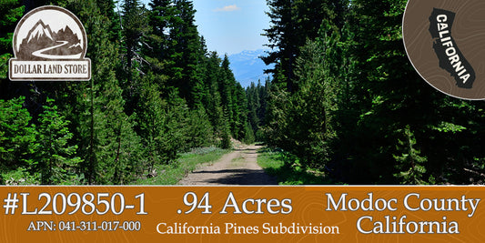 #L209850-1 .94 Acre Parcel in California Pines Modoc County, California $6,299.00 ($119.16/Month)