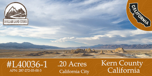 #L40036-1 .20 Acre Residential lot in California City, Kern County, CA $5,999.00 ($78.35/Month)