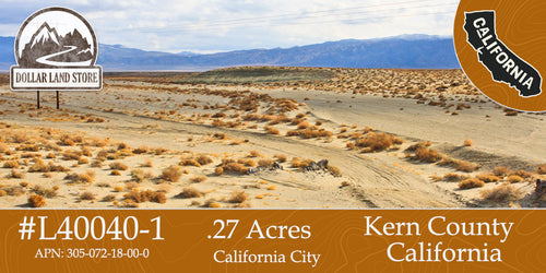 #L40040-1 .27 Acre Residential lot in California City, Kern County, CA $8,999.00 ($120.54/Month)