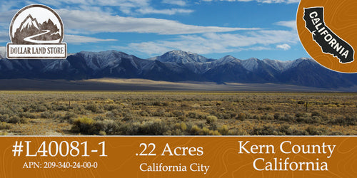 #L40081-1 .22 Acre Residential lot in California City, Kern County, CA $8,999.00 ($122.10/Month)