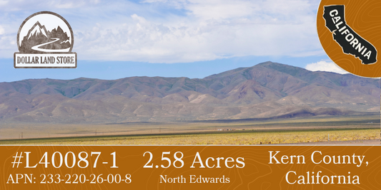 #L40087-1 2.58 Acres in Kern County, CA $8,499.00 ($102.16/Month)