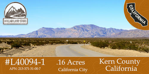 #L40094-1 .16 Acre Residential lot in California City, Kern County, CA $8,999.00 ($123.10/Month)