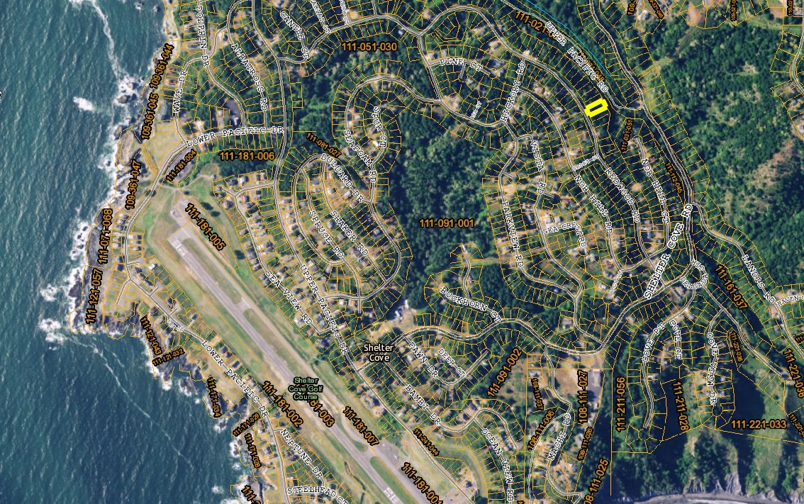 #L05822-1 Wooded Shelter Cove Lot with Dense, Mature Trees, Humboldt County CA $9,900.00 ($149.07/Month)