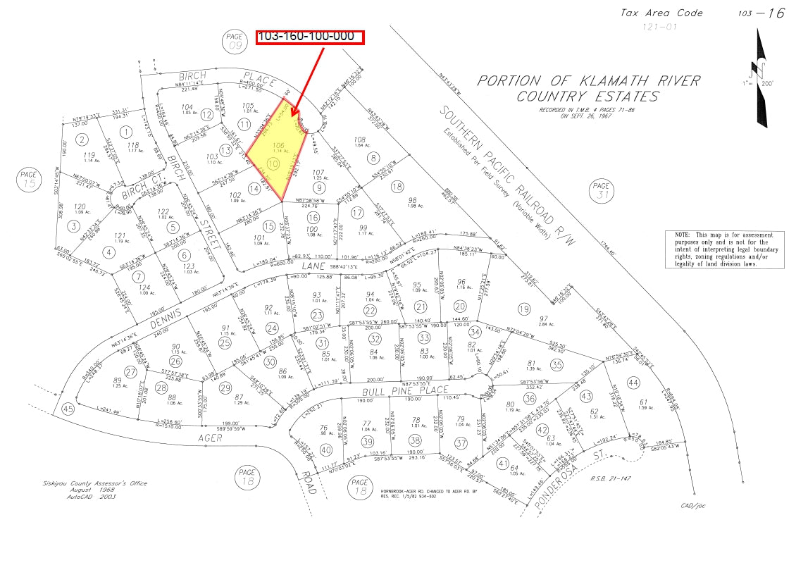 #L40003-  1.10 Acres in KCRE feet from the Klamath River, Siskiyou County, CA $13,999.00 ($176.07/Month)