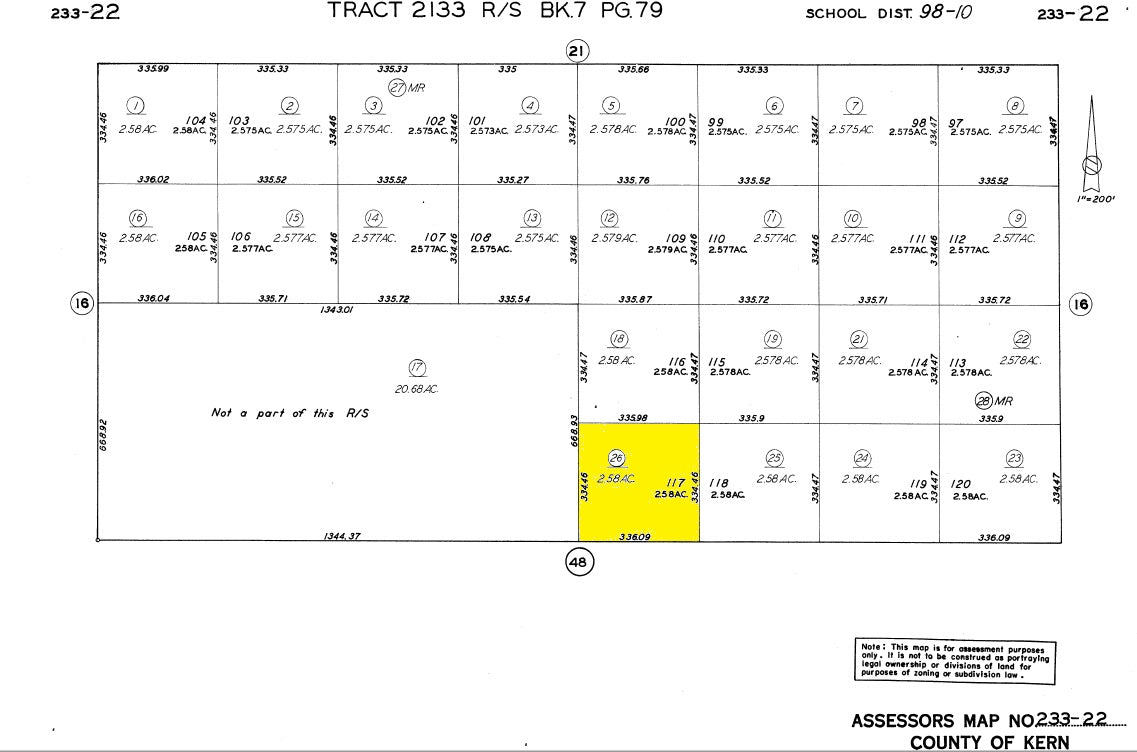 #L40087-1 2.58 Acres in Kern County, CA $8,499.00 ($102.16/Month)